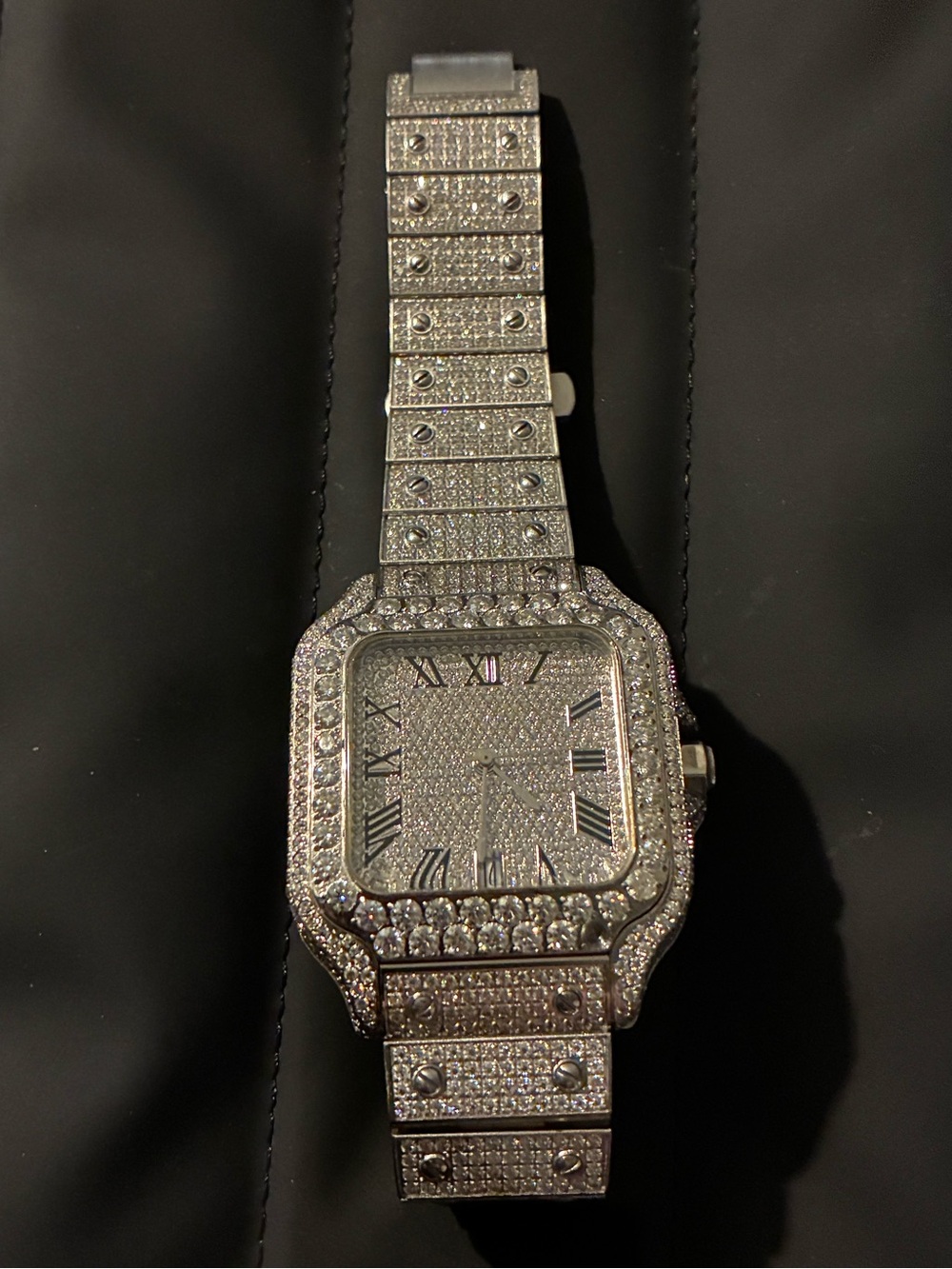 Bust Down iced out moissanite watch